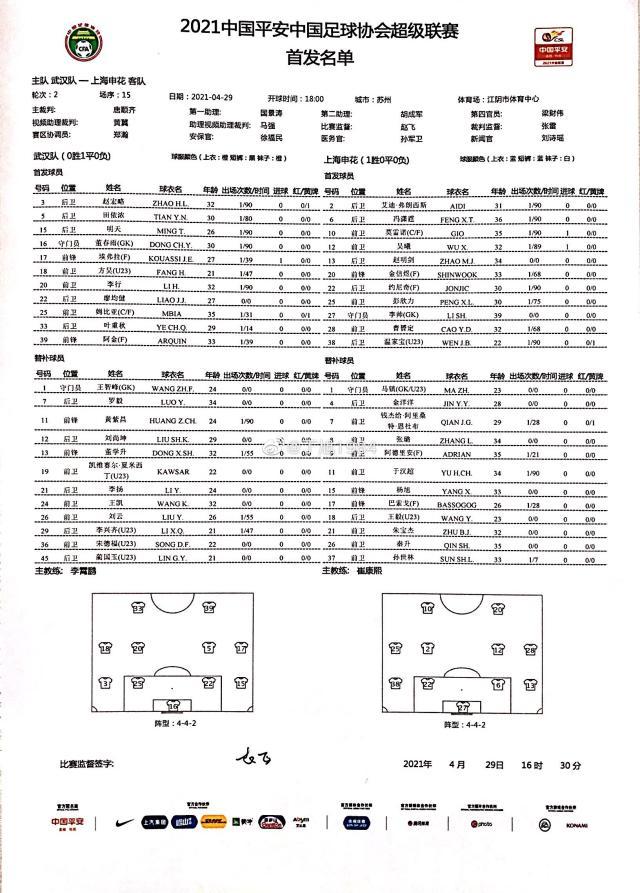 九游体育官方网站-武汉vs申花：姆比亚反戈旧主 巴索戈阿德里安替补